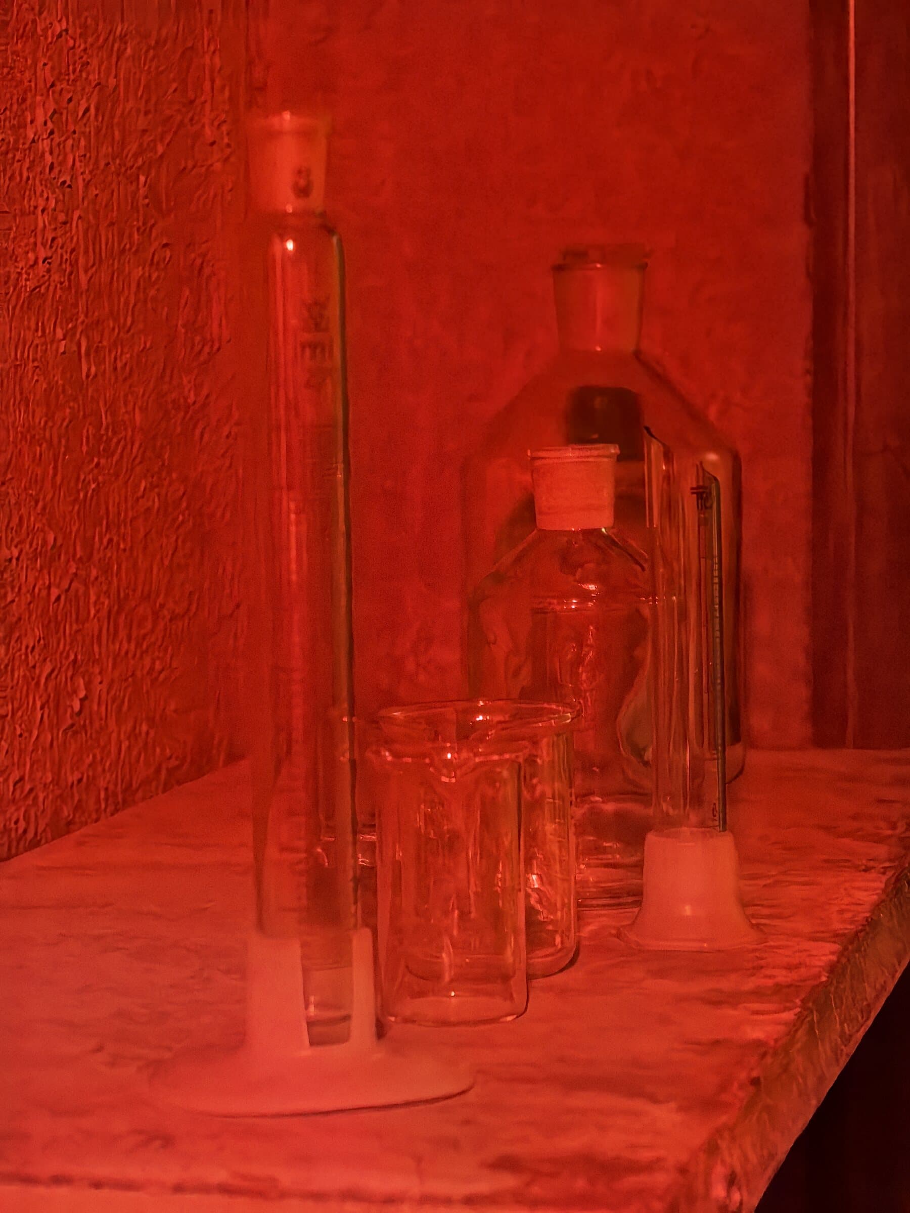 Samples under red light